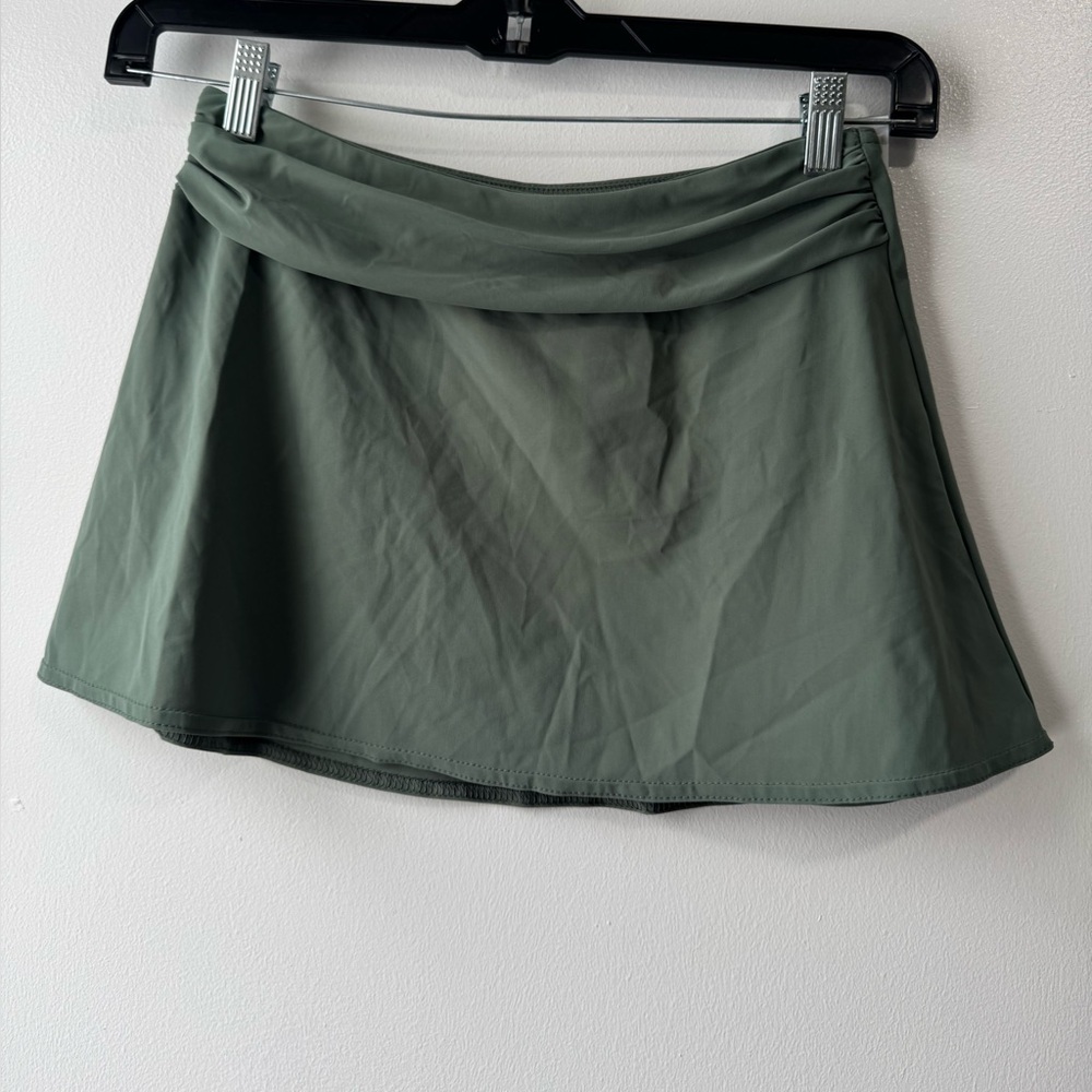Karla Colletto Women’s Cover Up Skirt Military Green A-line Stretch Sz XS